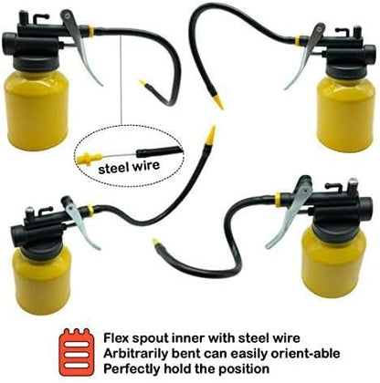 Hand Pump Oiler Can Professional Level 8 oz. Capacity Pump Oiler with Metal & Long Flex Spout - Image 6