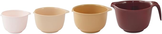 Glad Mixing Bowls with Pour Spout, Set of 4 - Nesting Plastic Bowls (1.2qt, 1.9qt, 2.8qt, and 3qt with Handle) - Non Slip Base, Dishwasher Safe Kitchen Cooking and Baking Supplies, Beige - Image 6