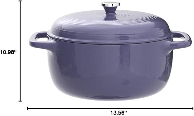 Lodge Essential Enamel Cast Iron Dutch Oven - Perfect for Bread Baking, Braising, Marinating & Slow Cooking - Features Moisture-Sealing Lid & Dual Handles - Kitchen Essentials - 6 Quarts - Lilac - Image 9