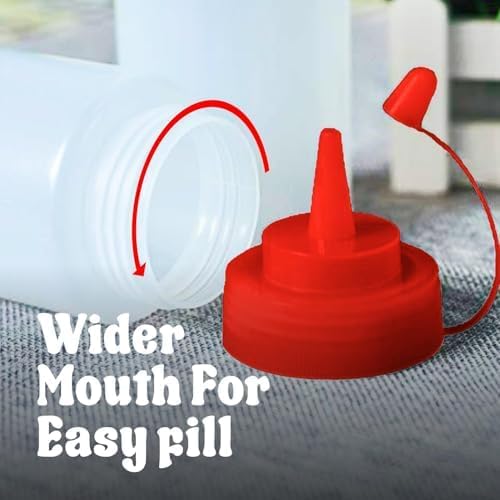 Norcalway 12 oz Condiment Squeeze Bottles for Sauces - Leak Proof Oil, Syrup, Dressing Squirt Bottles - 3 Pack - Image 4