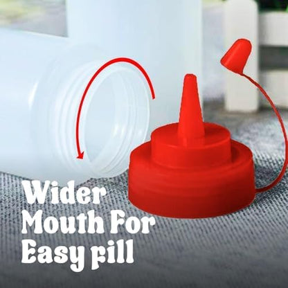 Norcalway 12 oz Condiment Squeeze Bottles for Sauces - Leak Proof Oil, Syrup, Dressing Squirt Bottles - 3 Pack - Image 4