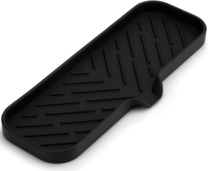 Zulay Kitchen Large Silicone Sponge Holder (12x4) – Flexible Sink Organizer Tray for Kitchen & Bathroom – Multipurpose Soap Dish for Sponges, Makeup, Trinkets & More (Black) by ZulayKitchen