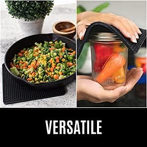 BPA-Free Soft Silicone 4 Piece Oven Mitts & Trivets Set - Ultra Heat Resistant Oven Mitts with Thick Cotton Liner - Long Slip Resistant Pot Holders, Flexible Oven Gloves - Royal Blue - Image 5