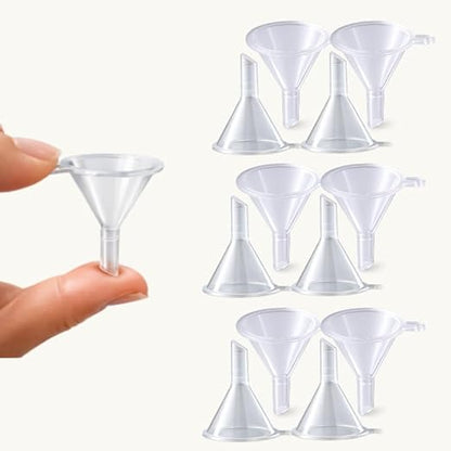 Mini Funnels Set, Small Clear Plastic Funnel with 6mm Narrow Spout for Filling Tiny Bottles, Essential Oils, Perfume, Capsules, Powder, Spices, Sand Art & Lab – Food Grade Heat Resistant (12, mini) by Unknown