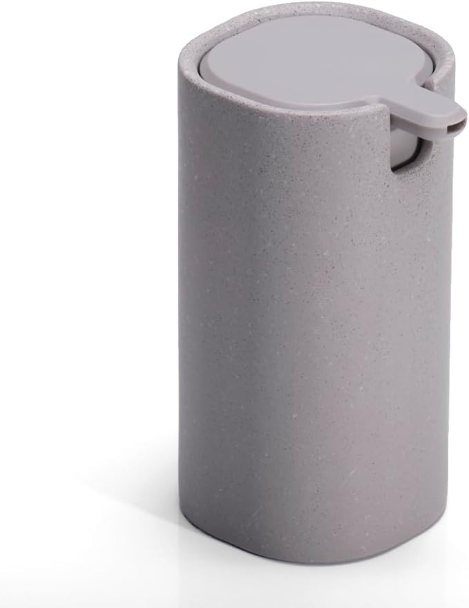 LINE+ARC Modern Easy-to-Press Soap Dispenser (Stone). No-Rust Cute Bathroom Beige Marble Kitchen Sink Ergonomic Liquid Lotion Shampoo Conditioner by LINEARC