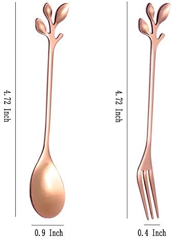 AnSaw Elegant Rose Gold Leaf Coffee Spoons - 10-Piece, 4.7" Mini Stainless Steel Espresso & Dessert Tea Spoons, Perfect for Demitasse & Small Servings - Image 2