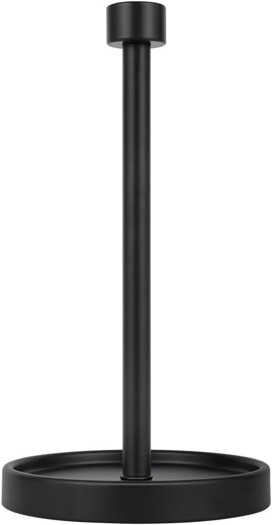 Ivilon Countertop Paper Towel Holder - Modern End Cap Minimalist Design - Fits All Paper Towel Roll Sizes - Color Black by Ivilon