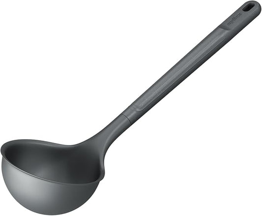 Zyliss Large Ladle, Sustainable Wheatstraw/Nylon, Soup Ladle for Cooking and Serving with Heat Resistant Silicone Head, Beluga Grey, 12.5" x 3.7", Dishwasher Safe, 5 Year Guarantee