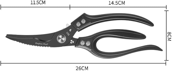 Professional 10-Inch Heavy-Duty Kitchen Shears Ultra-Sharp Stainless Steel Scissors for Cutting Meat, Poultry, Fish, Herbs & Vegetables (Black)