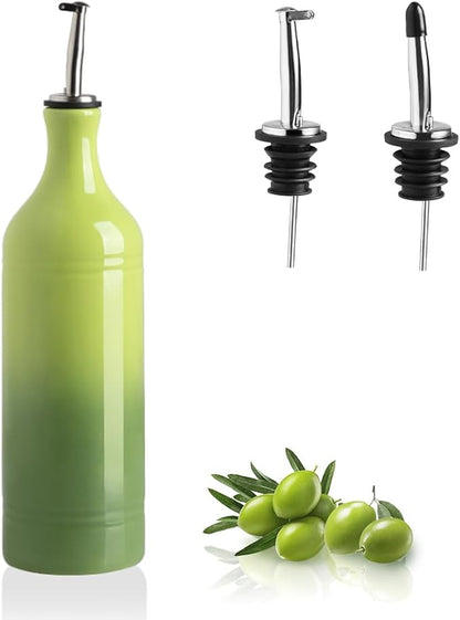 Sweejar Large Ceramic Olive Oil Dispenser Bottle, Opaque Oil Cruet Protects to Reduce Oxidation, Suitable for Storage Vinegar, Soy Sauce & Other Liquids, Pack of 1, 24 Fl Oz(Gradient Green) by Sweejarco1949