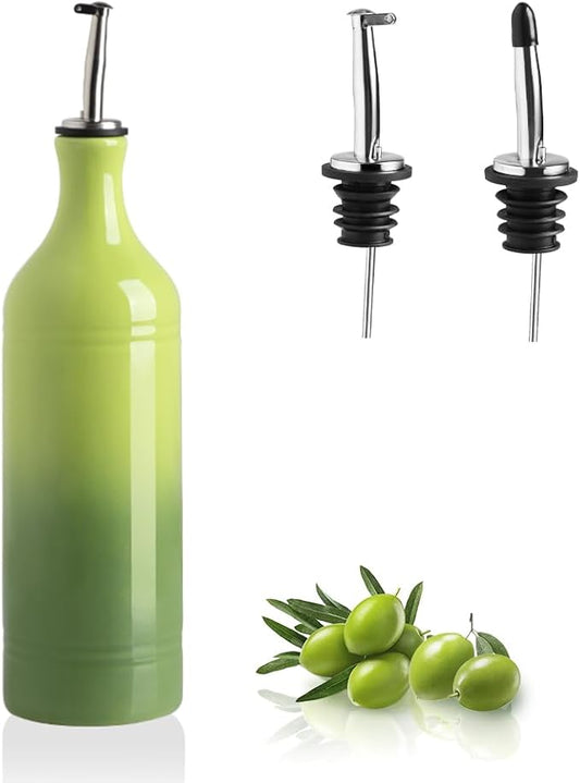 Sweejar Large Ceramic Olive Oil Dispenser Bottle, Opaque Oil Cruet Protects to Reduce Oxidation, Suitable for Storage Vinegar, Soy Sauce & Other Liquids, Pack of 1, 24 Fl Oz(Gradient Green) by Sweejarco1949