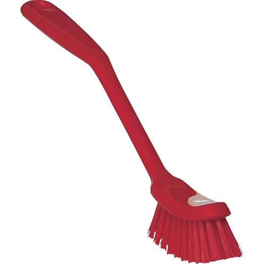 Vikan - Fine Dish Brush - Heavy-Duty, Narrow, Slip-Resistant Cleaning Brush, Polypropylene, Polyester Bristle, 11 Inch, Red, (42874) by Vikan