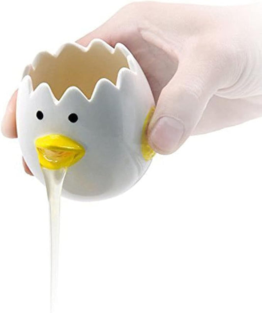 LuoCoCo Cute Egg Separator, Ceramics Vomiting Chicken Egg Yolk White Separator, Practical Household Small Egg Filter Splitter, Kitchen Gadget Baking Assistant Tool, Dishwasher Safe (Yellow) by AMZWISH