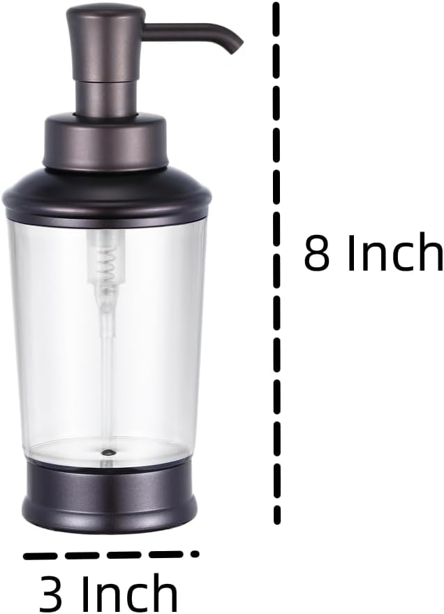 Vintage Style Soap Dispenser Bottles, 16oz Refillable Pump Bottles (2 Pack), Bronze Color with Clear Jar, Retro Bathroom or Kitchen Soap Dispenser for Lotion, Shampoo, Conditioner (Bronze-2pcs) - Image 2