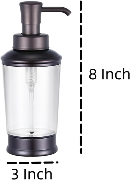 Vintage Style Soap Dispenser Bottles, 16oz Refillable Pump Bottles (2 Pack), Bronze Color with Clear Jar, Retro Bathroom or Kitchen Soap Dispenser for Lotion, Shampoo, Conditioner (Bronze-2pcs) - Image 2