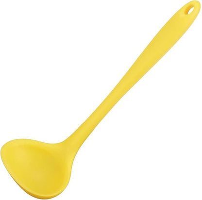 uxcell Silicone Soup Ladle Spoon 8.5 Inch Heat Resistant to 450°F One Piece Design Restaurant Kitchen Cooking Utensil for Serving Soup Yellow