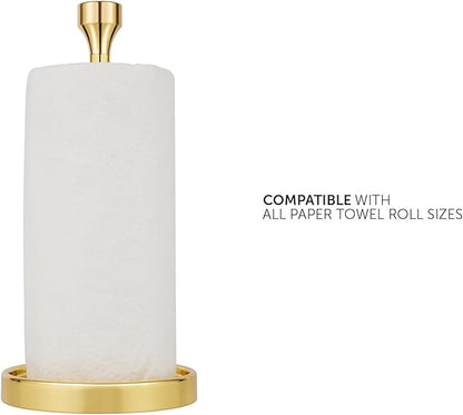 Ivilon Countertop Paper Towel Holder - Modern Bell End Minimalist Design - Color Gold Polished - Image 3