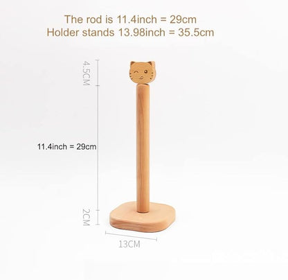 Cute Paper Towel Holder, Wooden Kitchen Roll Stand Organizer Free Standing, Housewarming Gift Present for Friends