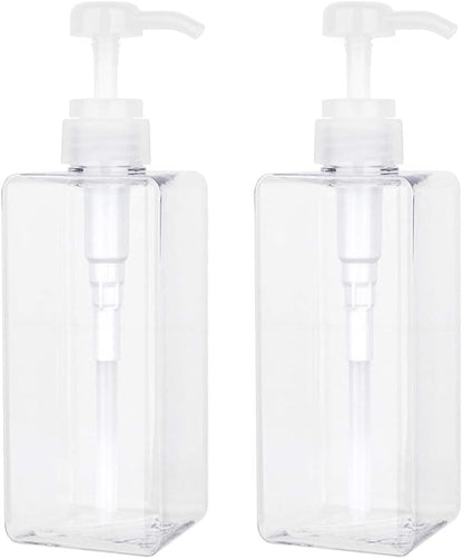Pump Bottle, Refillable Plastic Empty Lotion Soap Dispenser Liquid Container for Bathroom Shampoo and Body Wash, 22oz/650ml Clear 2 Pack