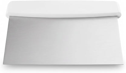Stainless Steel Dough Cutter and Bench Scraper with White Plastic Handle - Pastry Scraper and Dough Divider for Bread, Pizza, Pastry, Baking Prep, and for Kitchen Use (5 7/8" x 4 1/4") by Notana