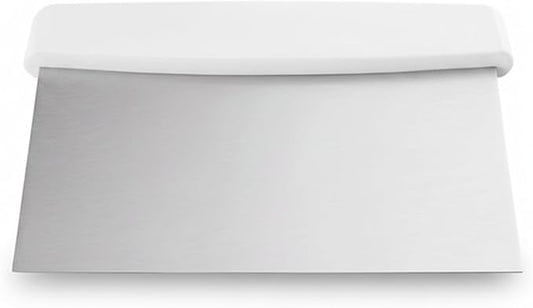 Stainless Steel Dough Cutter and Bench Scraper with White Plastic Handle - Pastry Scraper and Dough Divider for Bread, Pizza, Pastry, Baking Prep, and for Kitchen Use (5 7/8" x 4 1/4") by Notana