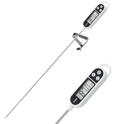 Candy Thermometer Digital Instant Read for Meat Kitchen Cooking Food Oil Deep Fry BBQ Grill Smoker (1, 14.4in-White) by BAEMEFLE