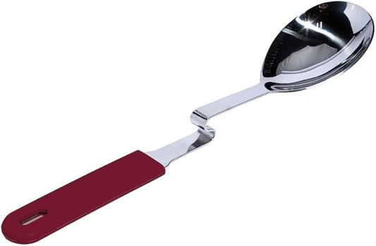 Souper Cubes + Lori Greiner No Mess Stainless Steel Cooking Spoon with Silicone Handle - Stainless Steel Serving Spoon No Mess Design Hooks on Side of Any Pot - Cranberry by SouperCubes%C2%AE