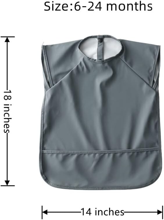 Waterproof Baby Bibs,Infant Toddler Extra Cover Feeding Bib With Food Catcher,Easy Clean & Washable
