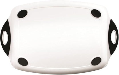 Dexas Chop & Serve Cutting Board, 12.5 by 20 inches, White with Black Handles (329-32-25) - Image 3