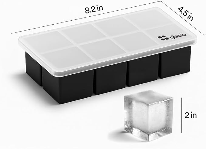 Ice Cube Molds – 2-Pack Silicone Trays for 8 Large Square Cubes – Slow-Melt Ice for Whiskey, Cocktails, Coffee & More - Image 4