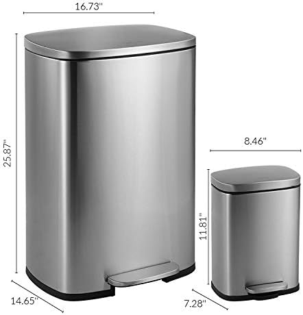 happimess HPM1006A Connor Rectangular 13-Gallon Trash Can with Soft-Close Lid and Free Mini Trash Can, Fingerprint Resistant, Modern, Minimalistic for Home, Kitchen, Office, Bathroom, Steel - Image 4
