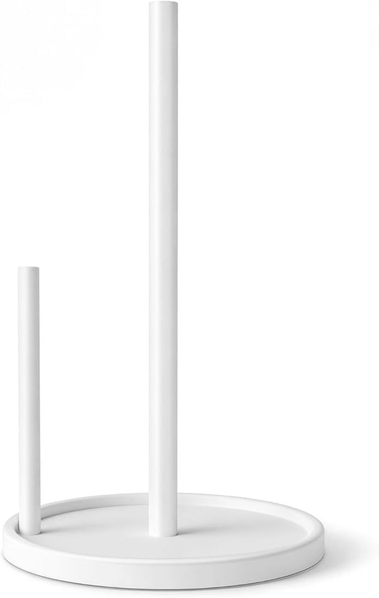 Jesginboo Paper Towel Holder Countertop, White Kitchen Paper Towels Holder, Paper Roll Holder with Weighted Base by Jesginboo