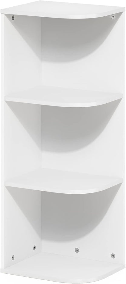 Furinno PASIR Book Shelf, 3-Tier Corner Bookshelf with Open Shelf, Standing Bookcase, 9.3 x 12 x 31.5 for Organization and Storage, for Living Room, Bedroom, Home Office, White by Furinno-FitsYourSpaceFitsYourBudget