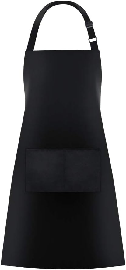 Jubatus 1 Pack Bib Aprons with 2 Pockets Cooking Chef Kitchen Apron for Women Men, Black by Jubatus