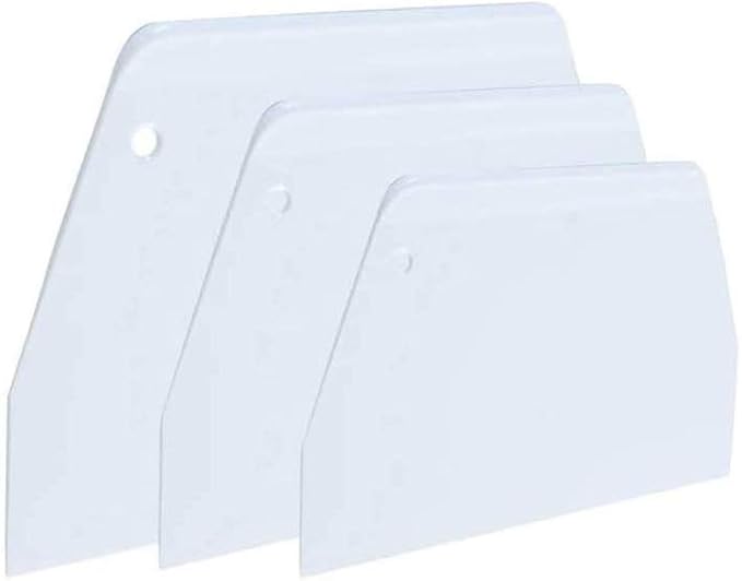 Luckycivia 3-Piece Trapezoidal Plastic Scraper - Multi-Function Kitchen Tool for Pizza Dough, Pastry, Cake (White) by Unknown