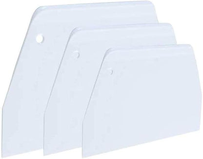 Luckycivia 3-Piece Trapezoidal Plastic Scraper - Multi-Function Kitchen Tool for Pizza Dough, Pastry, Cake (White) by Unknown