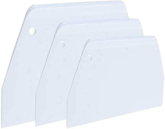 Luckycivia 3-Piece Trapezoidal Plastic Scraper - Multi-Function Kitchen Tool for Pizza Dough, Pastry, Cake (White) by Unknown