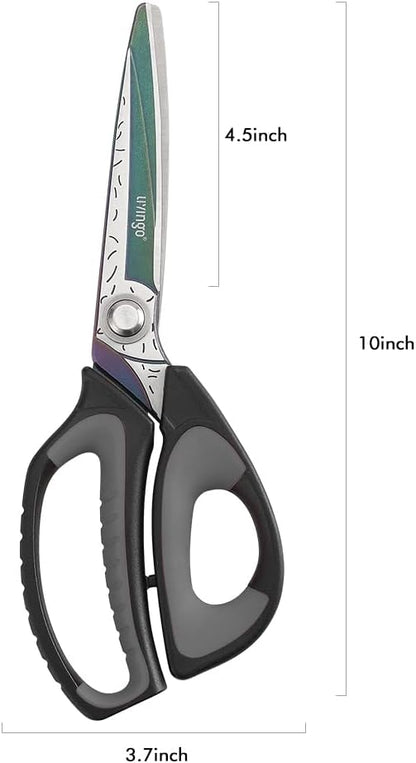 LIVINGO Heavy Duty Industrial Scissors: 10" Utility Stainless Steel Sharp Scissors all Purpose Premium Titanium Coating Forged Shop Shears for Household Pruning, Gardening, Construction, Black & Grey - Image 2