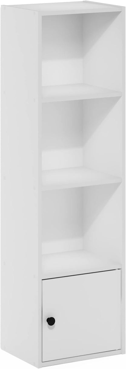 Furinno Luder Shelf Bookcase with 1 Door Storage Cabinet, White - Image 8