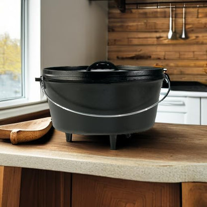 Lodge 8 Quart Pre-Seasoned Cast Iron Camp Dutch Oven with Lid - Dual Handles - Use in the Oven, on the Stove, on the Grill or over the Campfire - Black - Image 5