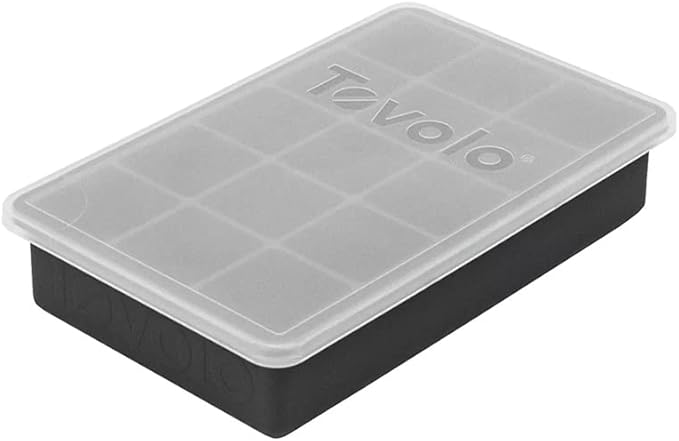 Tovolo Silicone Ice Cube Tray with Lid for Freezer Charcoal Gray, Dishwasher Safe BPA Free Silicone Ice Cube Mold Tray with Cover, Easy Release 1 Inch Ice Cube for Coffee Cocktails Bourbon Whiskey by Tovolo