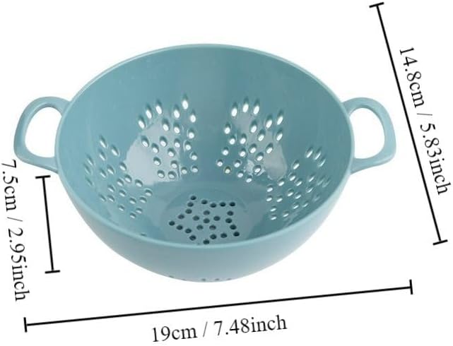 Heavy Duty 6 Inch Food Colander,Large Capacity Vegetable Strainer with Double Handles,Plastic Multipurpose Fruit Draining Basket for Kitchen(Light Blue)