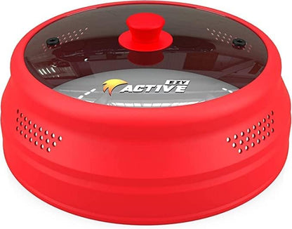 Collapsible Microwave Cover for Food - Silicone and Glass Splatter Guard Lid for 6-12 inch Plates & Bowls, Dishwasher Safe, Heat Resistant, BPA-Free, (Red). by EZYACTIVE