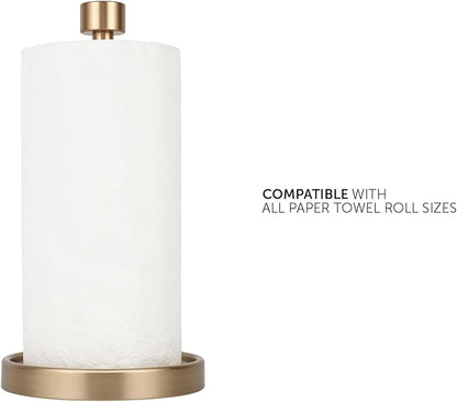 Ivilon Countertop Paper Towel Holder - Modern End Cap Minimalist Design - Color Warm Gold - Image 3