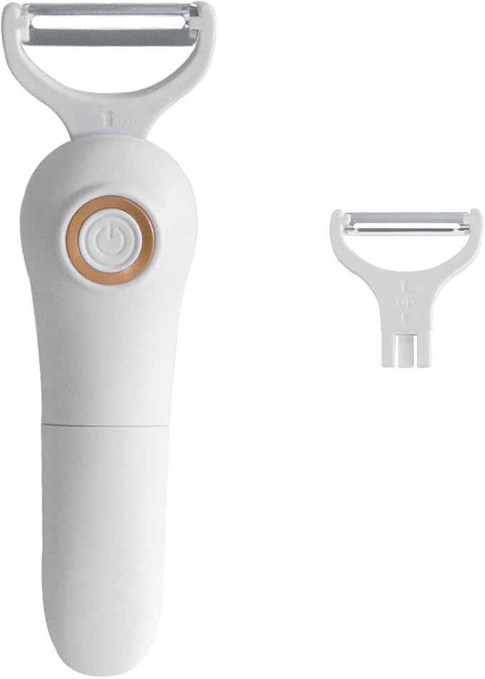 2-in-1 Electric Peeler | Auto Blade for Fruits/Vegetables | 2 Interchangeable Blades | 2*AAA | Kitchen, Travel, Camping by SUNHAIXIA