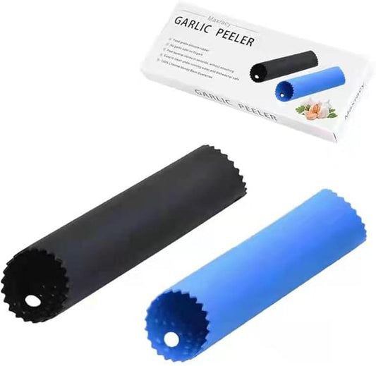 2 Set Silicone Garlic Peeler Easy Roller Tube Useful Garlic Odorfree Kitchen Tool (Black,Blue) by MaxracyInc