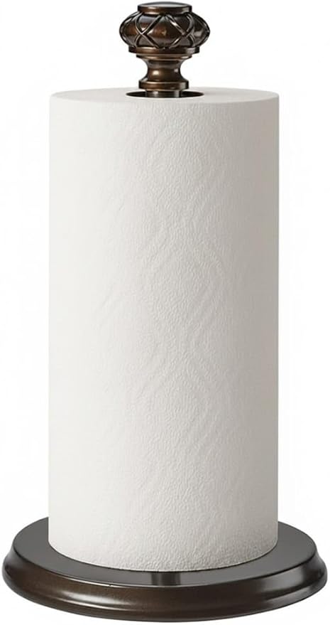 Paper Towel Holder Stand for Countertop, Decorative Freestanding Paper Towel Holder with Non-Slip Weighted Base, Heavy-Duty & Durable, Fits Regular & Jumbo Rolls, Oil Rubbed Bronze by HOLDN%E2%80%99STORAGE