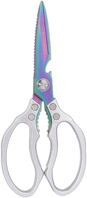 AWinjoy Heavy Duty Sharp Kitchen Scissors, Dishwasher Safe, Cooking Shears for Meat, Chicken, Fish, Poultry, Herb, Bread (Silver Color) by AWinjoykitchenshears