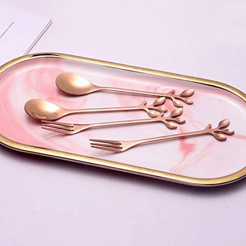 AnSaw Elegant Rose Gold Leaf Coffee Spoons - 10-Piece, 4.7" Mini Stainless Steel Espresso & Dessert Tea Spoons, Perfect for Demitasse & Small Servings - Image 9