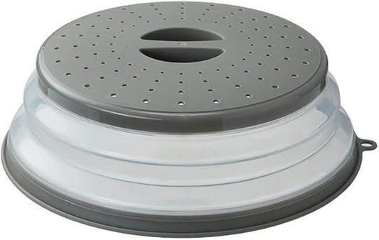 Collapsible Microwave Splatter Cover, 10.5 Inch, Dishwasher-safe, Microwave Plate Cover With Steam Vent，BPA-Free Silicone & Plastic (gray)